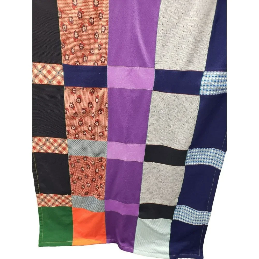 Vtg Lightweight Patchwork Quilt Machine Sewn Double Knit Corduroy 37